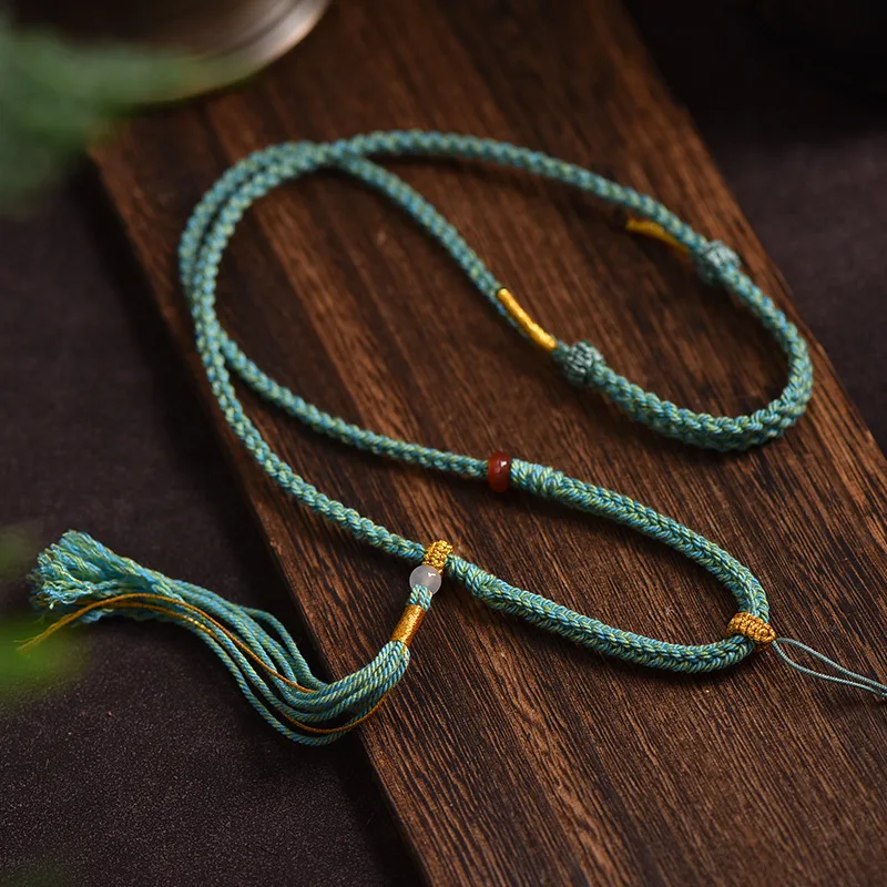 Chinese Style Tibetan Hand Woven Cotton Linen Necklace Cord Lucky Blessing Good Fortune Adjustable Pendant Rope For Thangka Amul