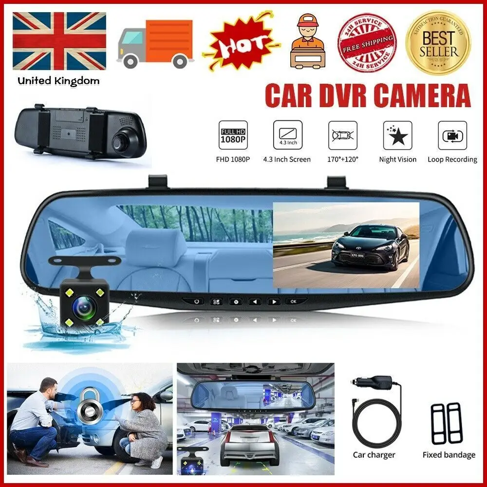 Rear View Mirror Dash Camera Dual Lens Car FHD Dual Lens Car DVR Camera Video Night Recorder Night Camera Recorder 4.3