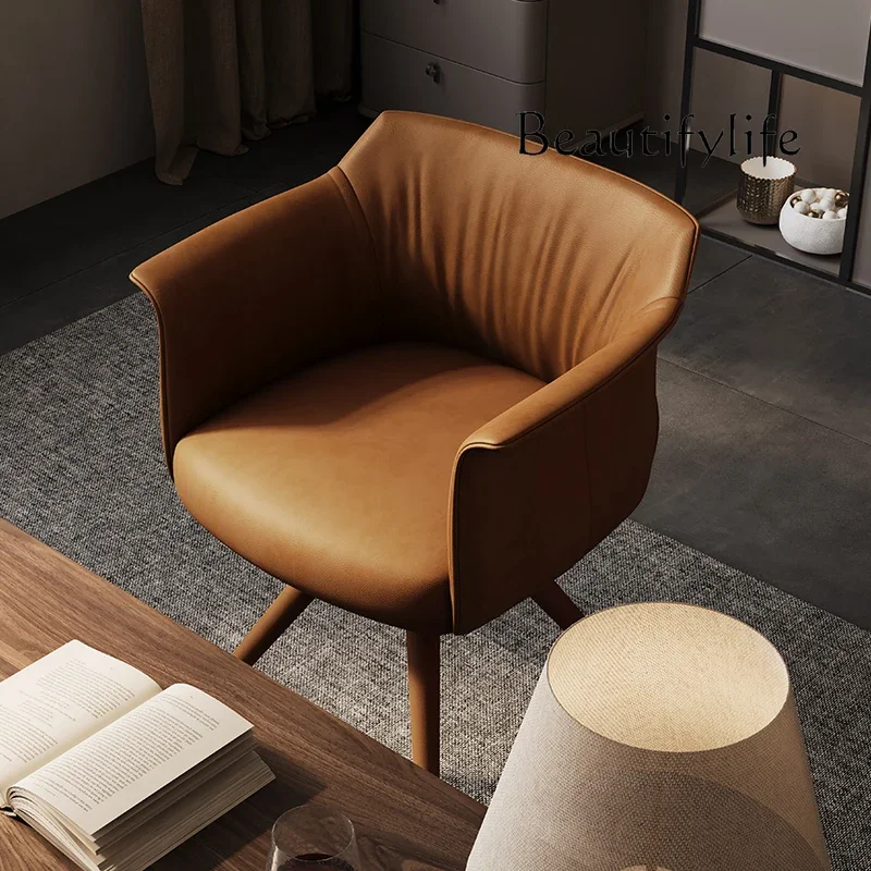 

BJ Italian Column Book Chair Luxury Home Study Leather Swivel Chair Modern Light Luxury Rotatable Book Chair