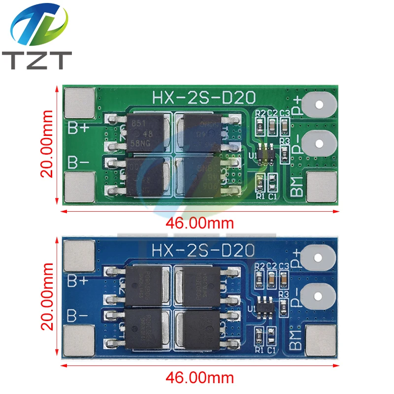 DIYTZT 2S 6.4V 7.4V 20A LiFePO4 / Lithium 18650 32650 Battery Charge Protection Board 13A working Current  20A Current-limiting