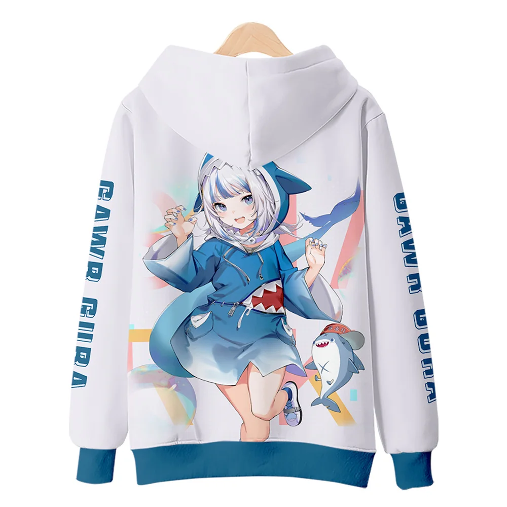 2022 new anime Gawr Gura cosplay 3D printing zipper hoodies unisex harajuku casual four seasons zipper hooded men Clothes