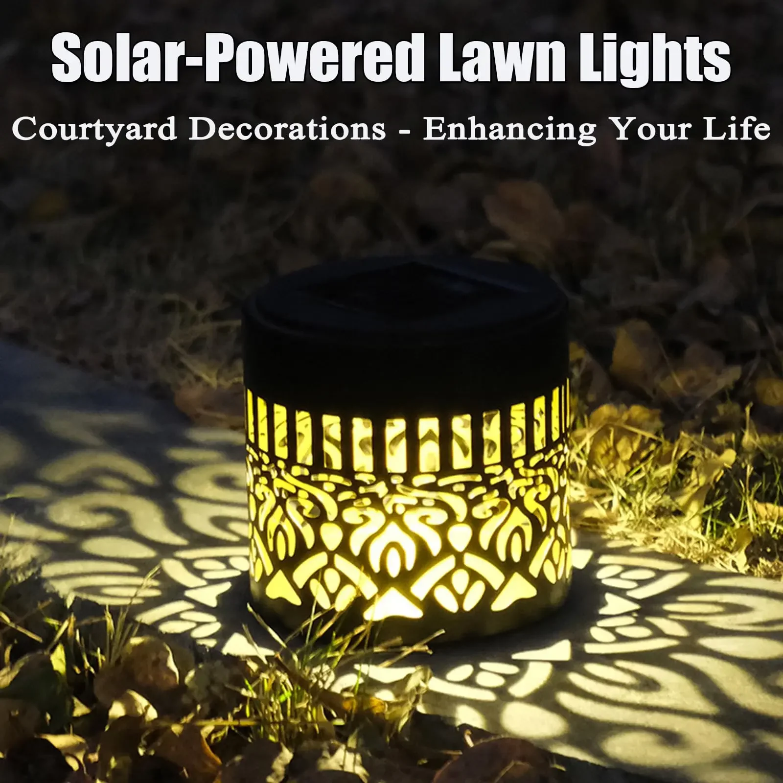 Iron Mandala Projection Wall Light Waterproof LED Solar Energy Saving Outdoor Fence Decor Lamp Beautiful Pattern Lighting