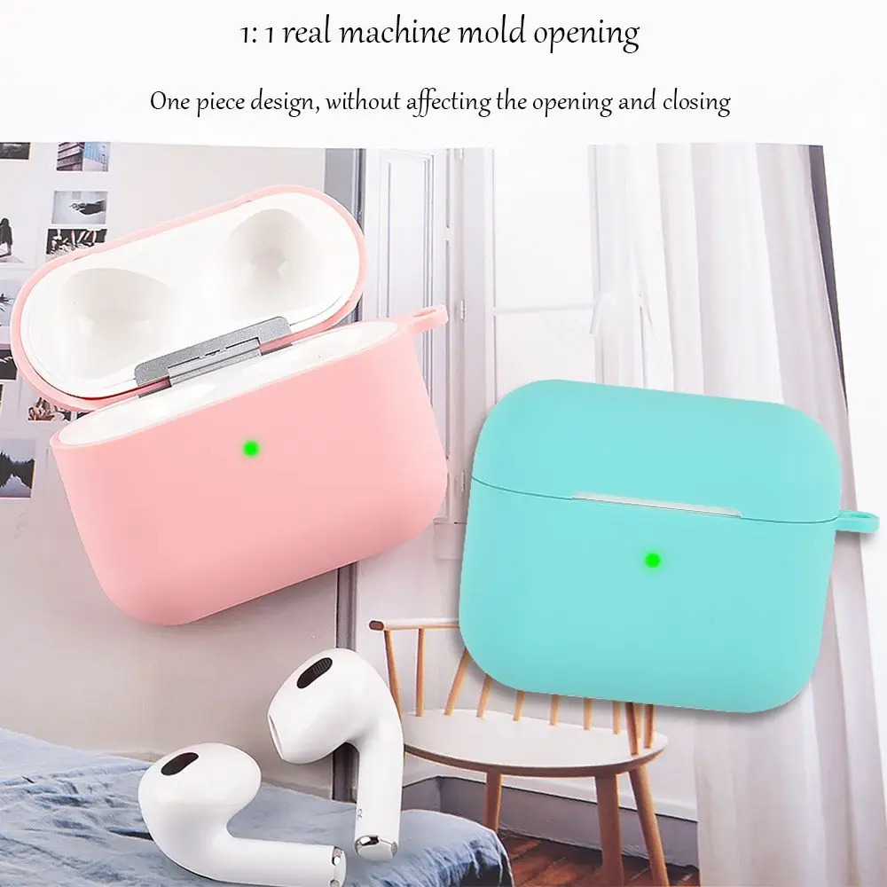For Apple AirPods 3 Multicolor Silicone Protective Cover With Buckle 3rd Generation Simplicity Shockproof Case Headset Protector
