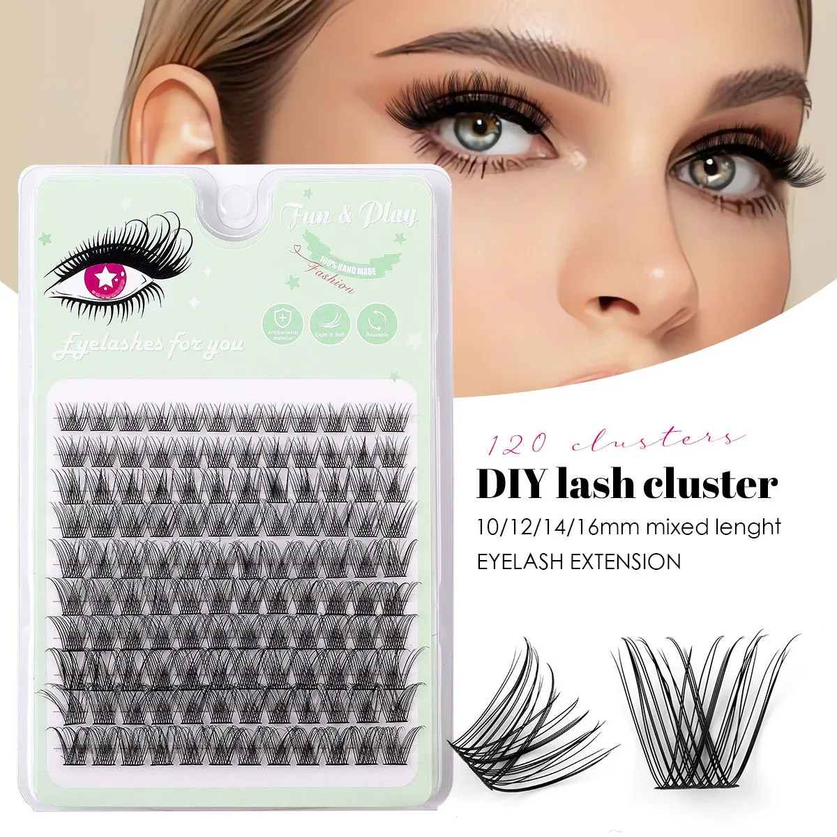 

DIY Single Tuft of Hair 120 Tufts 10-16mm False Eyelashes Simulation Curled Thick Eyelashes Spot Wholesale