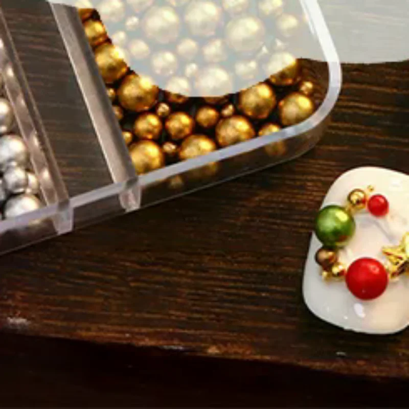 عيد الميلاد الأحمر/الأخضر اللؤلؤ مسمار حجر الراين مختلط الحجم بيرليسسينت الخرز الملون نالي سحر عيد الميلاد مانيكير مجوهرات #1