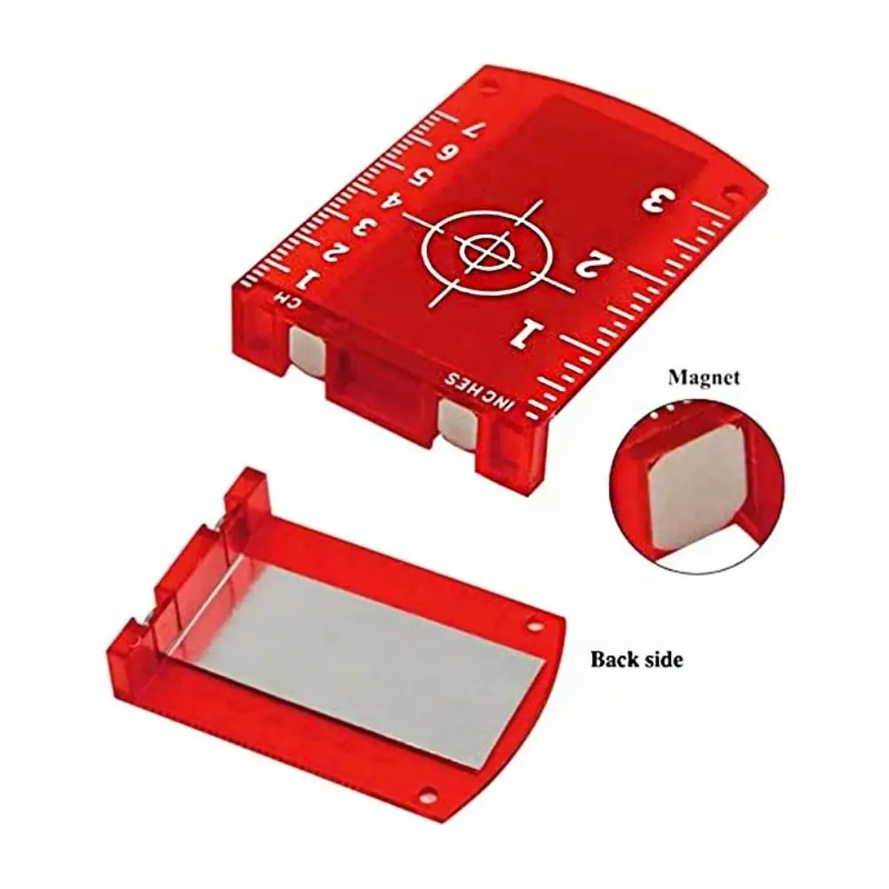 

2Pcs Red/Green Laser Level Target Board Double Scale Magnetic Line Beam Distance Plate Plastic Reflective Magnetic Target Plate
