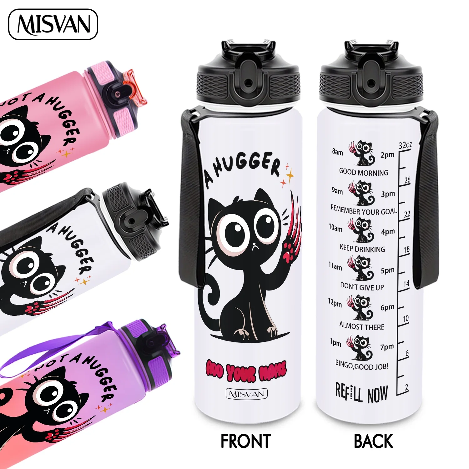 

Бутылка для воды 32 унции с градиентным дизайном и принтом когтей грозного черного кота, 1 шт., герметичная, с HD-рисунком, не осыпающимся, идеально подходит для спорта и фитнеса