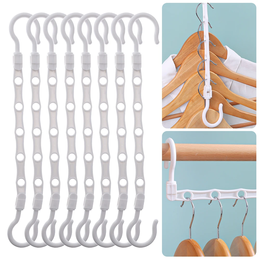 2Pcs Space Saving Magic Hangers Sturdy Windproof Plastic Holder 5 Hole Heavy Clothes Organizer For Dorms Apartments Small Closet