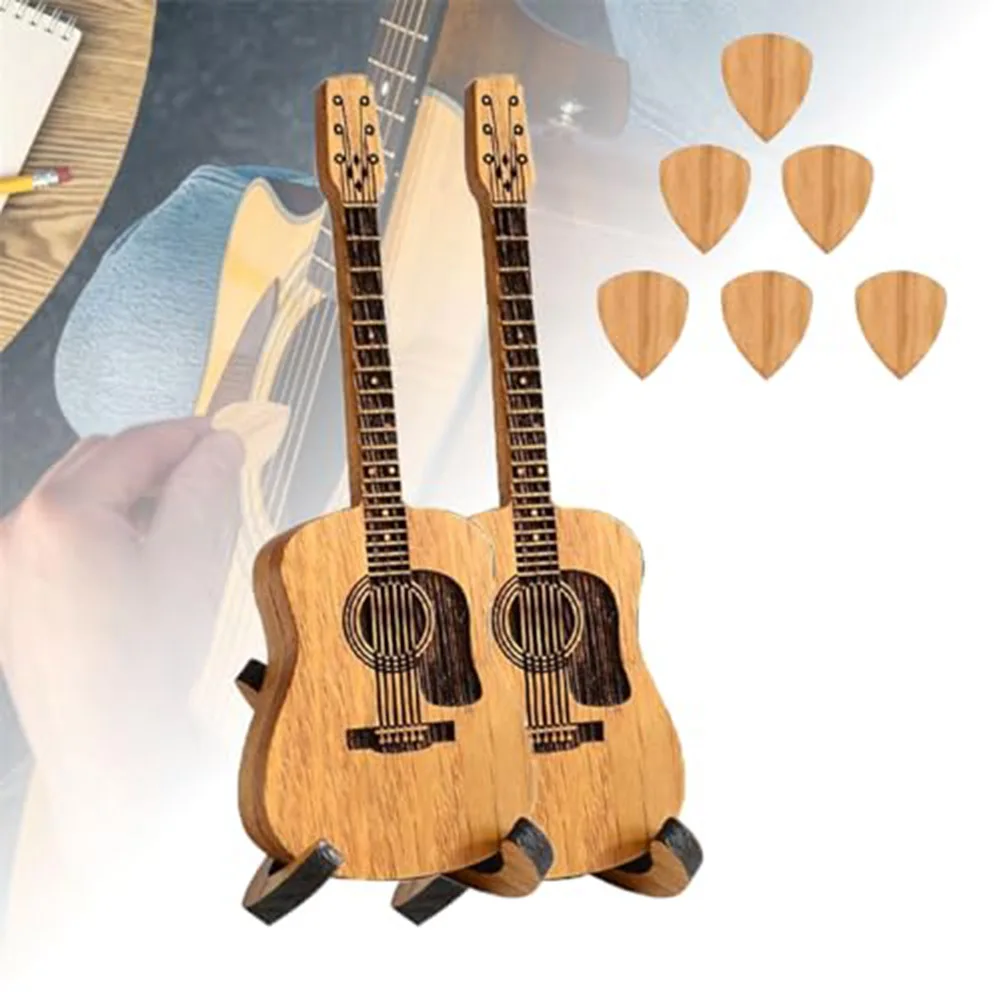 Wooden Guitar Pick Box Guitar Pick Storage Box with Stand & Guitar Picks Guitar Pick Case Guitar Pick Rack Guitar Accessories