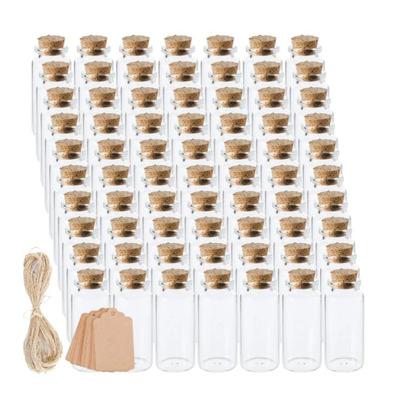 36PCS 30ml Cork Stoppers Glass Bottles Wishing Bottles with Label Tags and String Mini Bottle for DIY Crafts Wedding