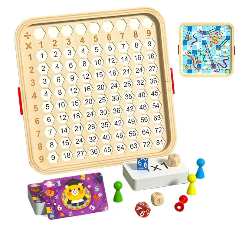 Multiplication Table Board Game Wooden Math Times Table Montessori Educational Multiplication Charts Kids Math Learning Toys