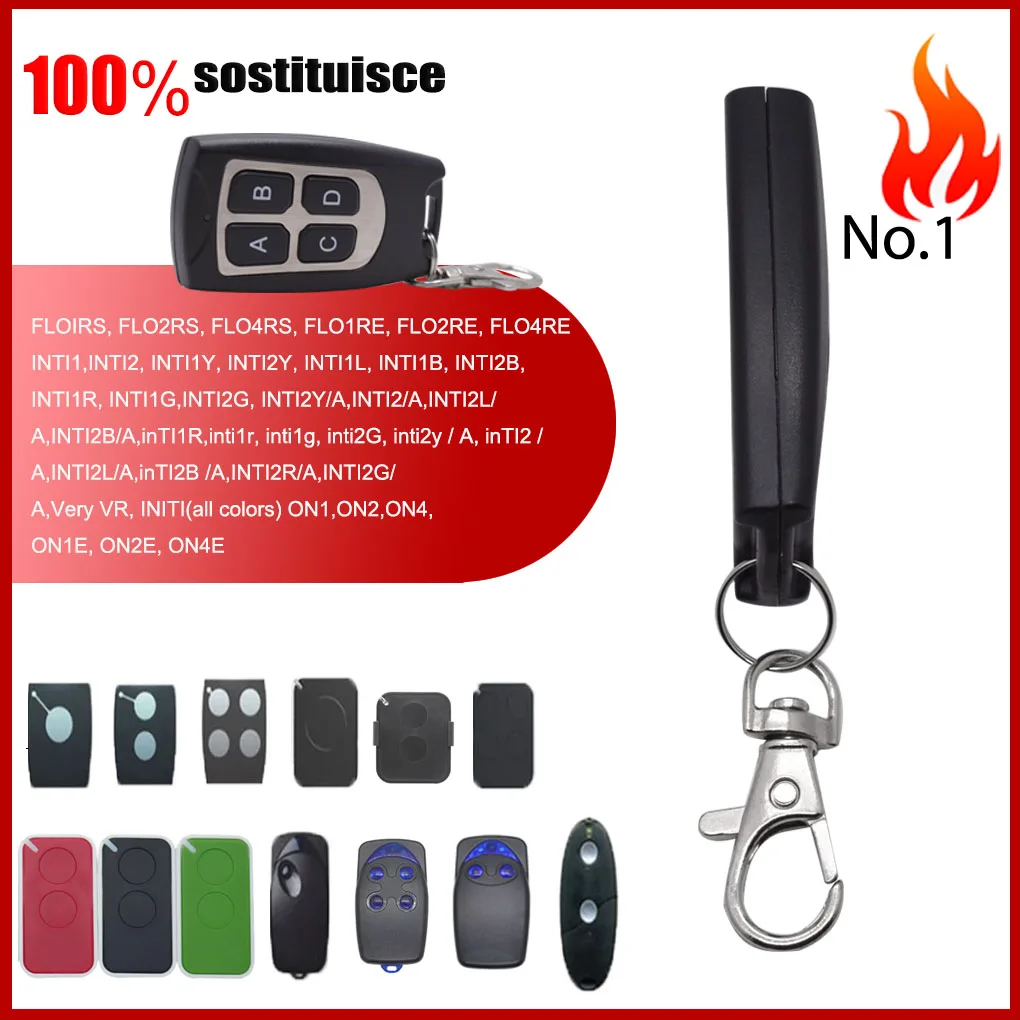 Four key is compatible with 433MHZ garage door remote control  FLO4R FLO2RE INTI ON1, ON2, ON4, ON1E, ON2E, OX2 gate