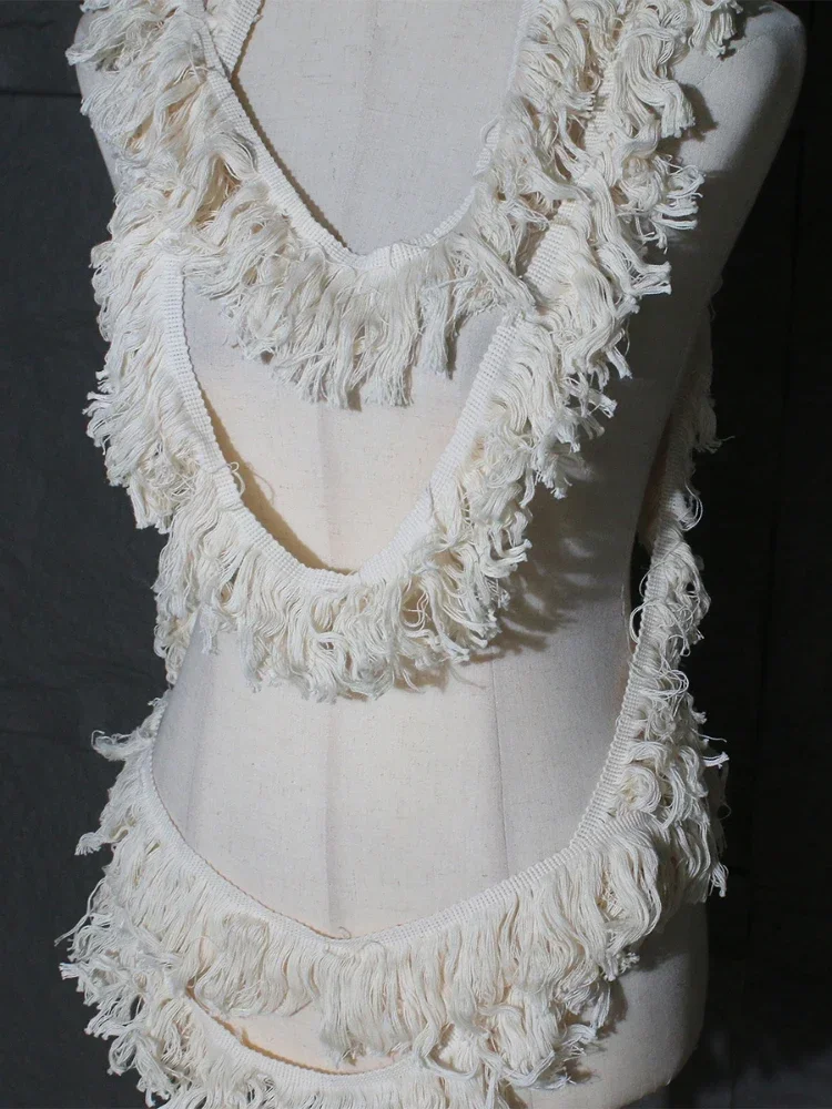 Tassel Lace Fabric Collar Cuffs Skirt Edge Curtain Fabric Decoration Accessories Apparel Sewing Fabric Cloth Diy Sewing Material