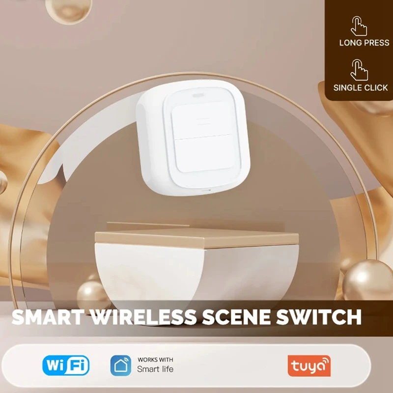 Tuya Wifi Button Scene Switch Wireless Smart Light Wall Switch Low Power Consumption No Wiring For One Tap To Run Durable