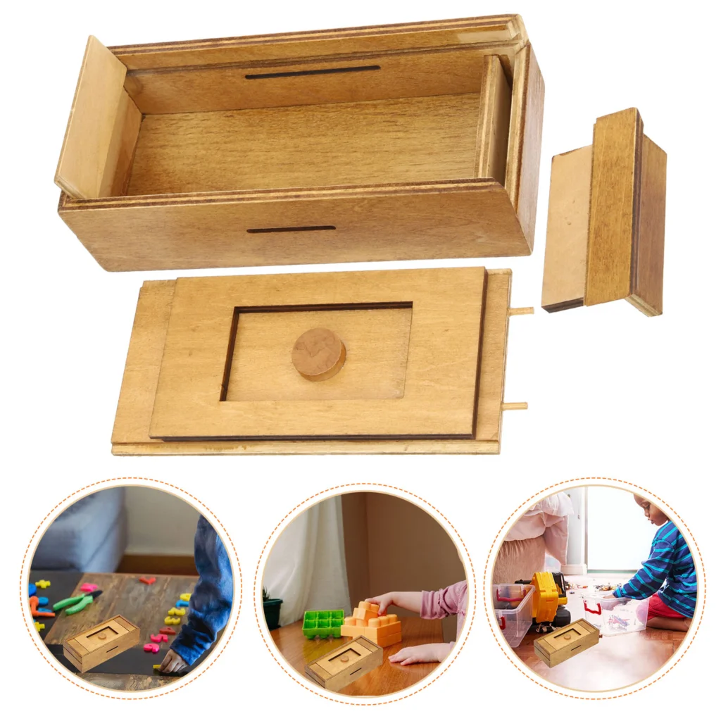 

Puzzle Wooden Box Kids Challenge Toy Creative Wood Box Toy with Secret Compartments
