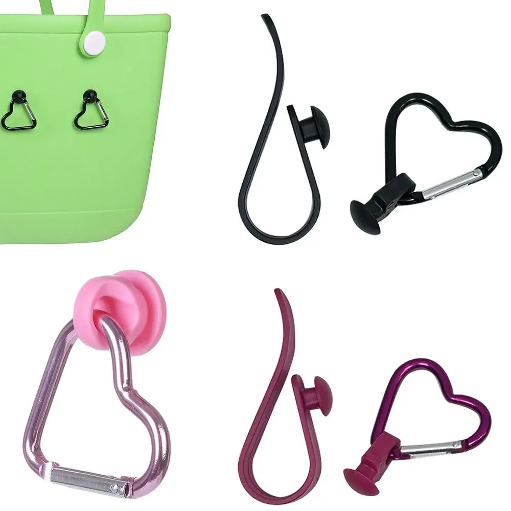 

3PCS Plastic Bags Hooks Accessories Button Connector Beach Tote Bags Holder Organizer Keychain Holder Heart-shaped