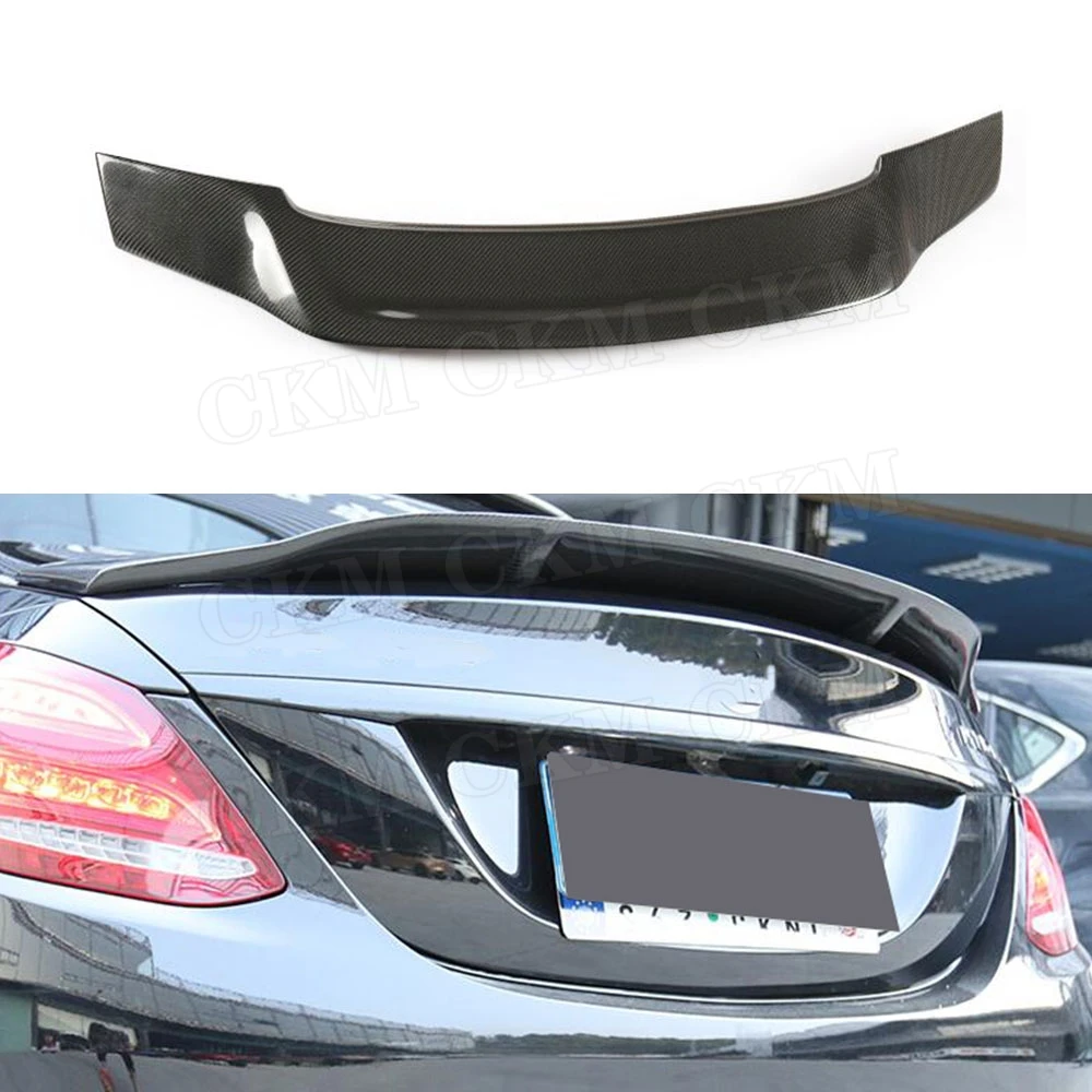 

CKMUUER C Class Carbon Fiber For Mercedes W205 Spoiler 4-Door Sedan C180 C200 C300 2015-2019 Rear Spoiler Boot Duck Wings