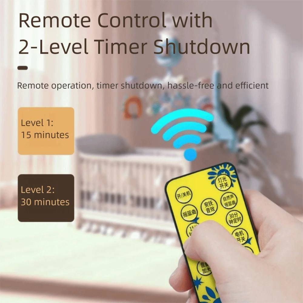 With Lights Rotating Bed Bell Remote Control Music Projection Crib Mobile Hanging Style Rotating Design Sleeping Aid