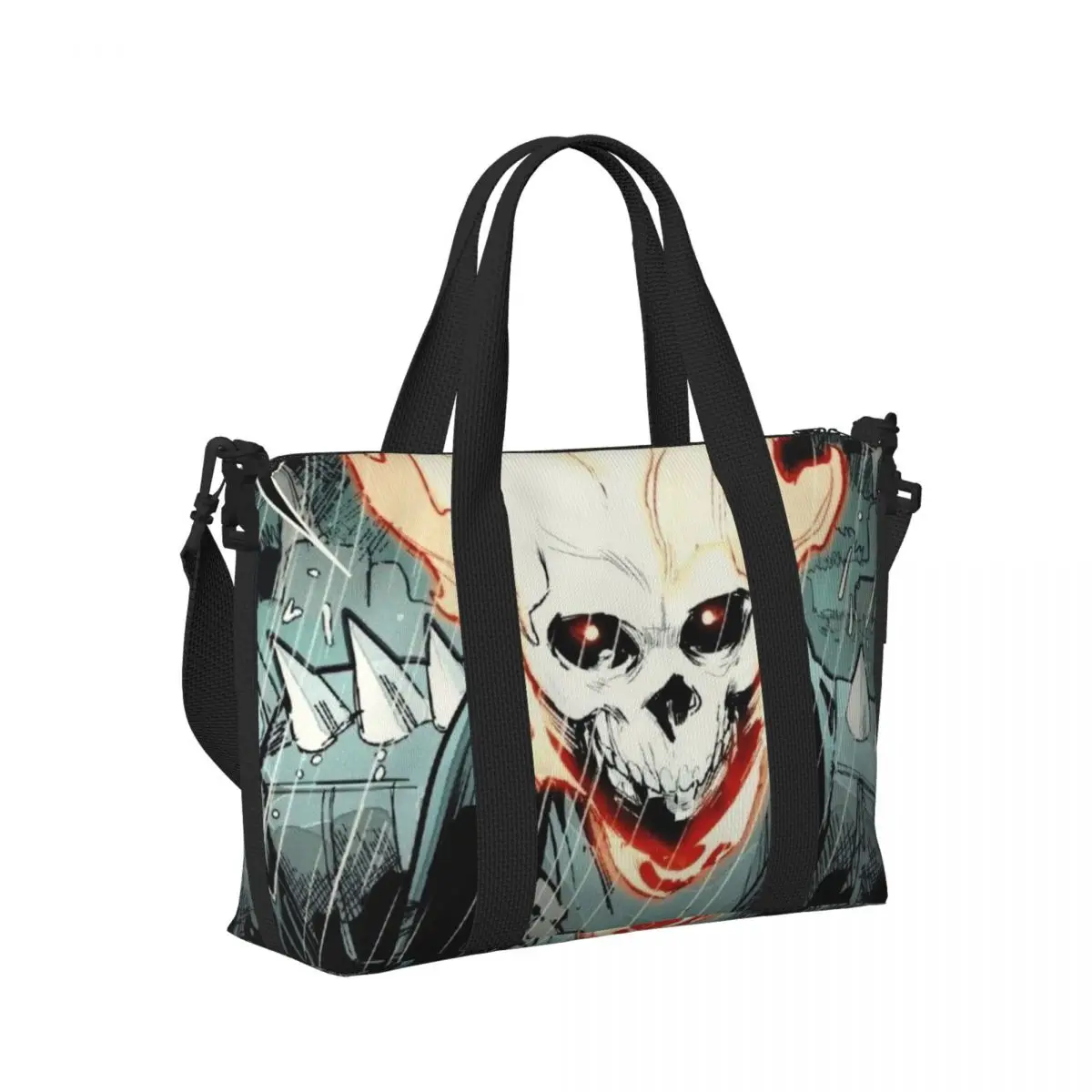 Custom Ghost Rider Strand Draagtas Vrouwen Grote Compartiment Gym Strand Reistassen