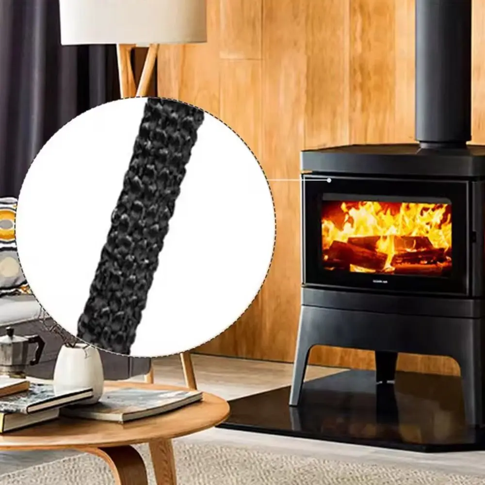 ذاتية اللصق موقد مسطح حبل 2 متر * 10 مللي متر/12 مللي متر/15 مللي متر الأسود الألياف الزجاجية الموقد شريط عزل الباب ذاتية اللصق شريط عزل #2