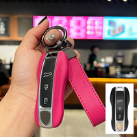 Leather Car Smart Key Cover Case Fob For Porsche 911 Macan Boxster Cayenne Panamera Taycan Cayman 971 9YA 718 Key Shell