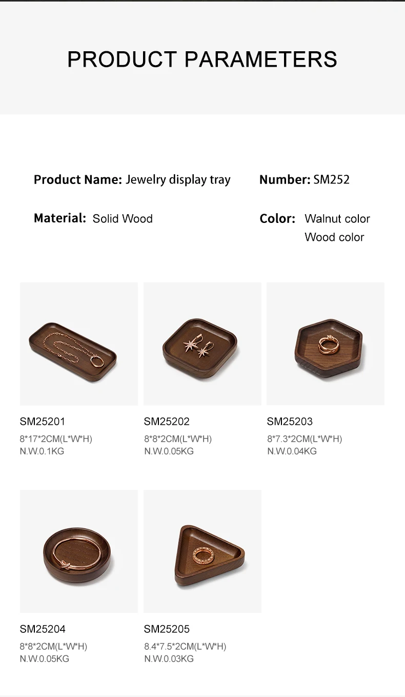 Oirlv Wooden Jewelry Tray Set Ring Storage Box Necklace Display Stand Watch Storage Box Entrance Decoration Car Key Organizer