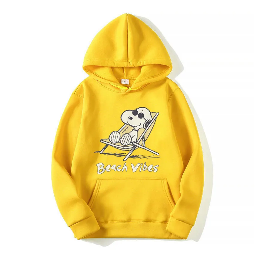 Snoopy Beach Vibes for the whole family Men Hoodie Cartoon Fashion Women Oversized Sweatshirt Tops Spring Autumn Couple Pullover