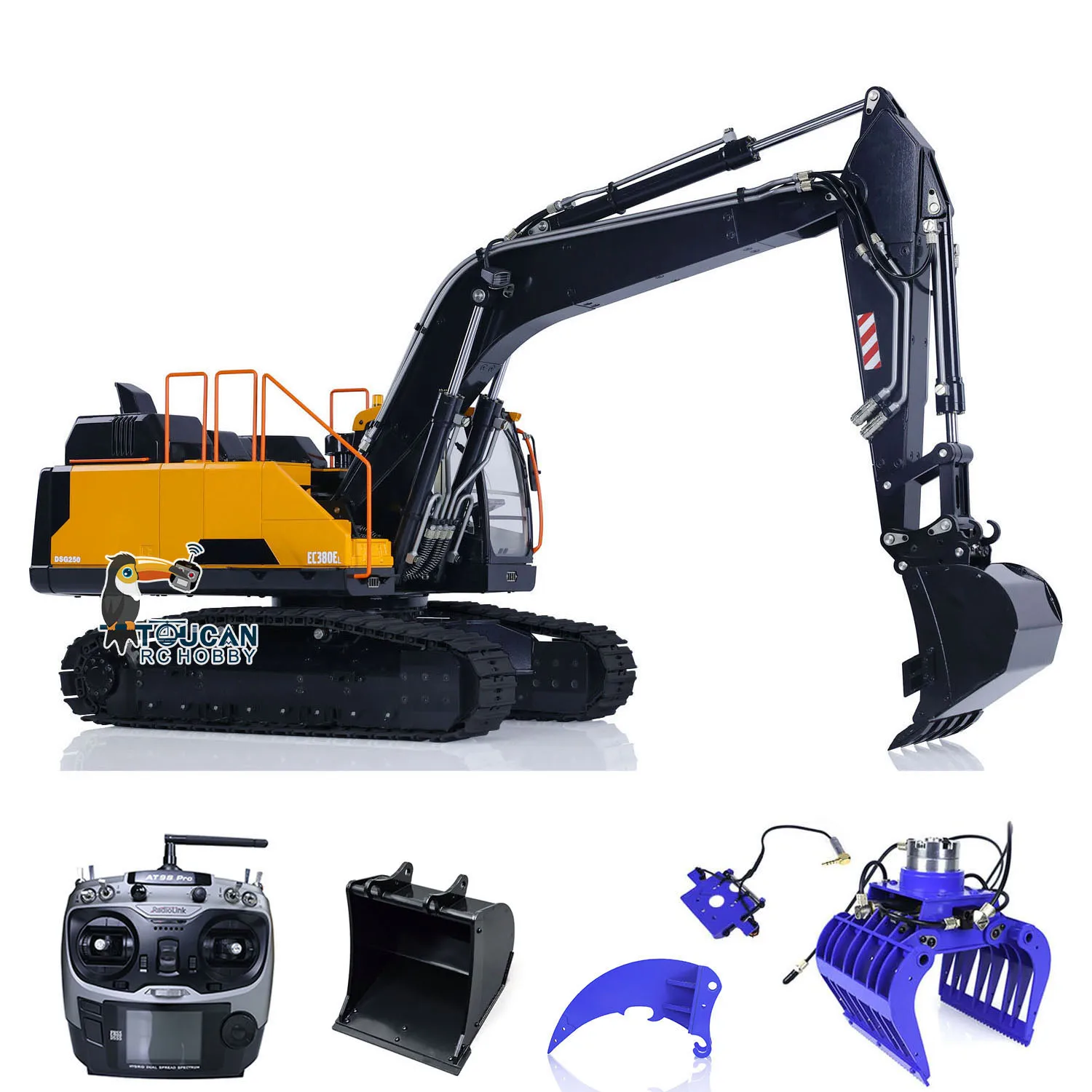 1/14 โลหะไฮดรอลิก RC Excavator รีโมทคอนโทรล Earth Digger EC380 ทาสีประกอบรถบรรทุกก่อสร้างรถยนต์รุ่น TH22520