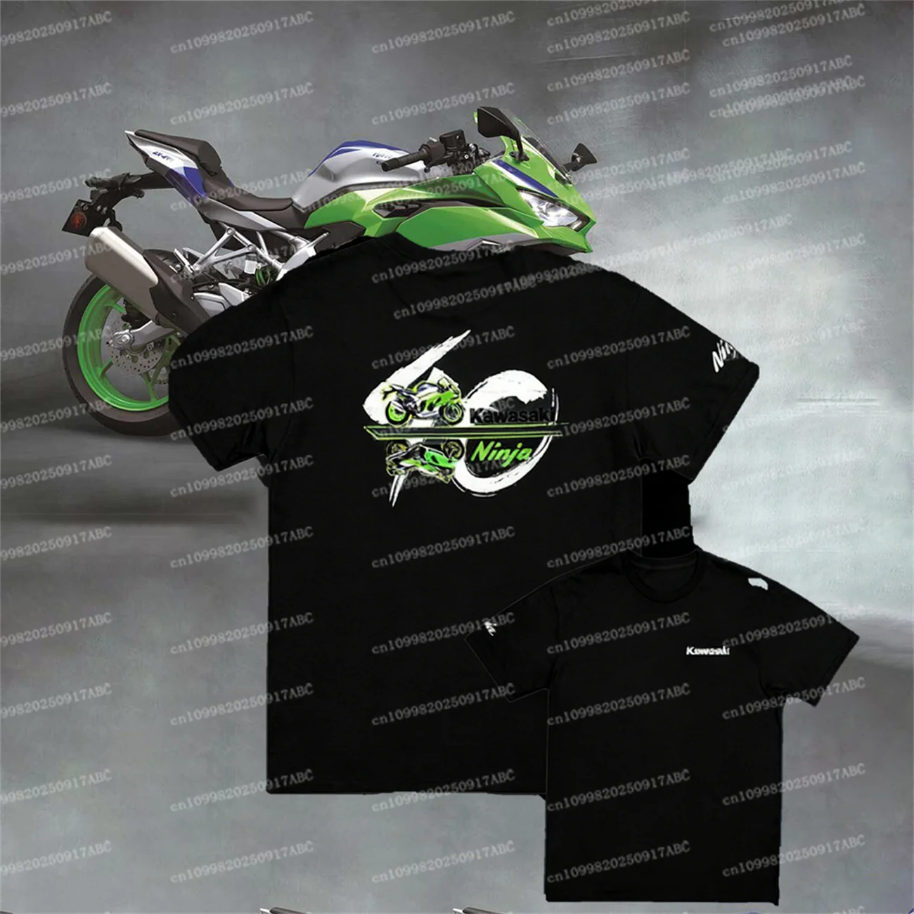 

(Kawasaki)New Commemorate 40 Years Tshirt Y2K Summer Men Cotton T-shirt Kawasaki Tshirt Women T-shirt Pattern Street Kid T-shirt