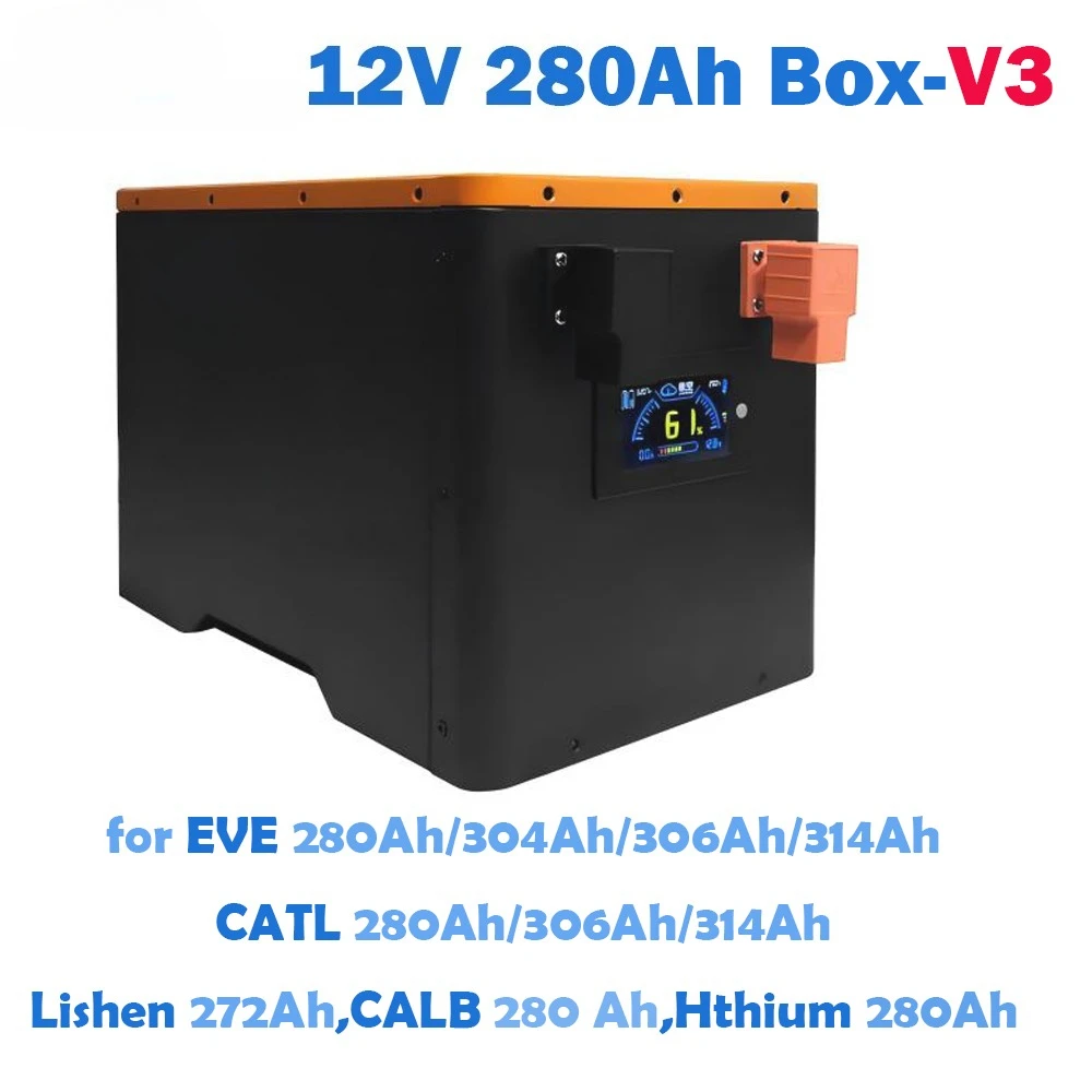 Smart BMS 12V 280Ah DIY Battery Case Easy to Install LiFePO4 Battery Case 12v with LCD