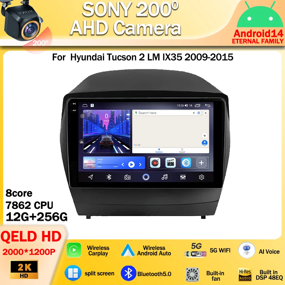 

9" Android 14 For Hyundai Tucson 2 LM IX35 2009-2015 Multimedia Car Player Auto Radio Navigation GPS Stereo Carplay 5G 4GWIFI BT
