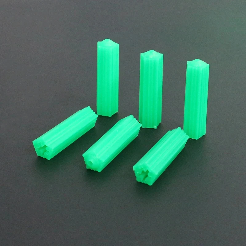 100/500PCS Plastic Expansion Pipe Green M6 M8 DryWall Plug Column Screw Anchor Expand Nails Self Drilling Home Pierced