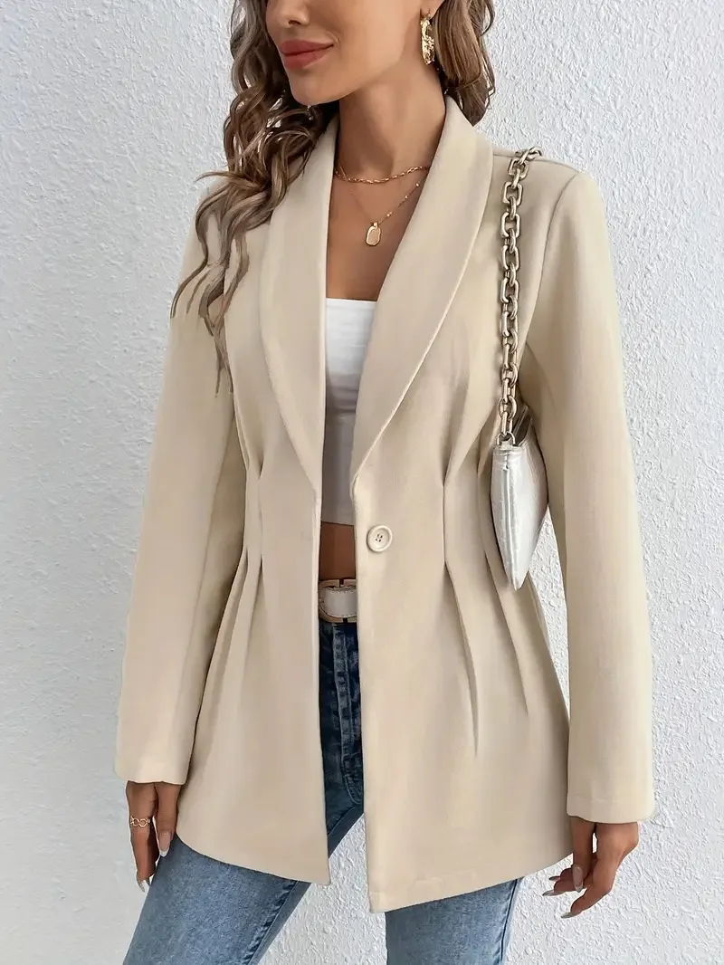 Elegant Women's Slim Fit Woolen Suit Jacket Fashionable Commuting Clothing Professional Business Lady's Outerwear