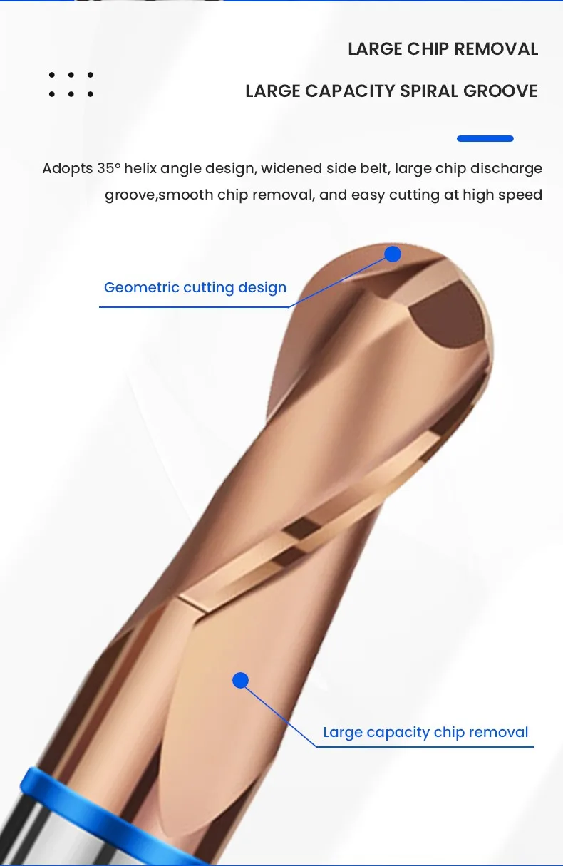 SHAZAM TGB-HRC65 2F Farbkreis-Fräser, Wolframstahl-Hartmetall-Beschichtung, Kugelkopffräser, CNC-Bearbeitungswerkzeuge – Detail 8