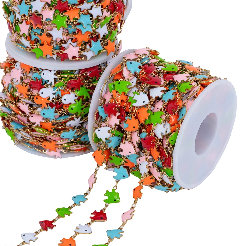 1Meter Stainless Steels Enamel Fish Crab Dolphin Ocean Animal Chains DIY Necklaces Bracelets Jewelry Making Accessorie Wholesale view 4