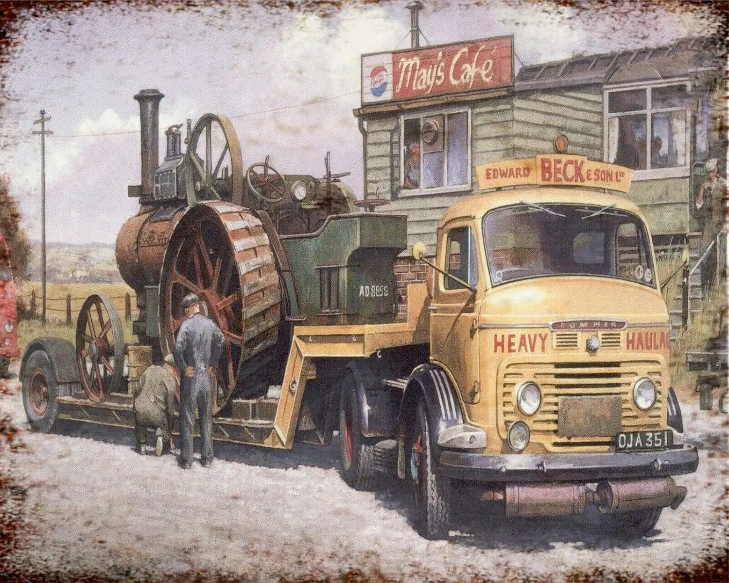 Tin Sign Vintage Chic Art Decoration Commer Lorry Steam Engine Tractor for Bar Cafe Home Farm Restaurant Club or Garage 12&