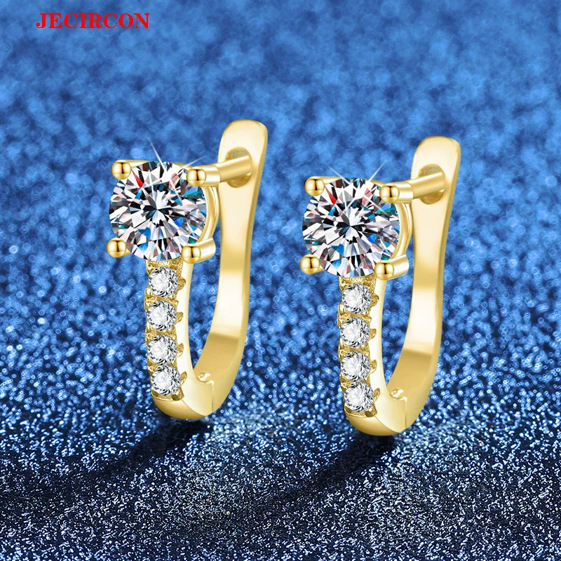 

Серьги-кольца JECIRCON из стерлингового серебра S925 с муассанитом, позолоченные 18 карат, сверкающий камень 0,5 карата, роскошные повседневные и вечерние украшения
