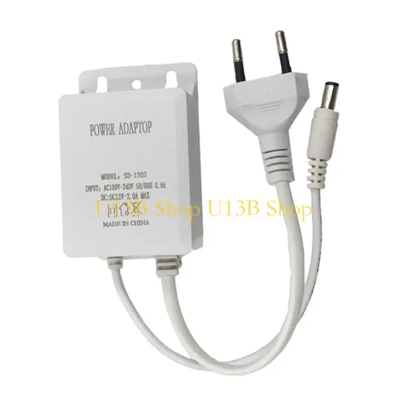 U13B Power Adapter DC12V 2A Waterproof for Monitoring Systems Overloads Protected