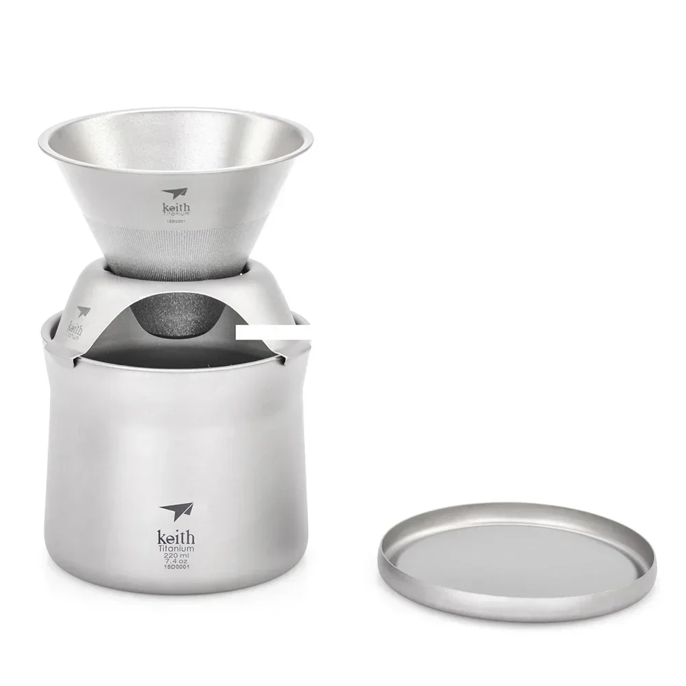 

Portable Healthy Metal Coffee Cup With Strainer Filter Titanium Mini Coffee And Tea Maker With Packaging Case