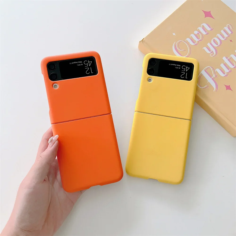 For Samsung Galaxy Z Flip 4 3 5 Candy Pure Color Case For Samsung Z flip5 flip3 ZFlip 5 4 3 ZFlip4 Ultra Thin Hard PC Back Cover