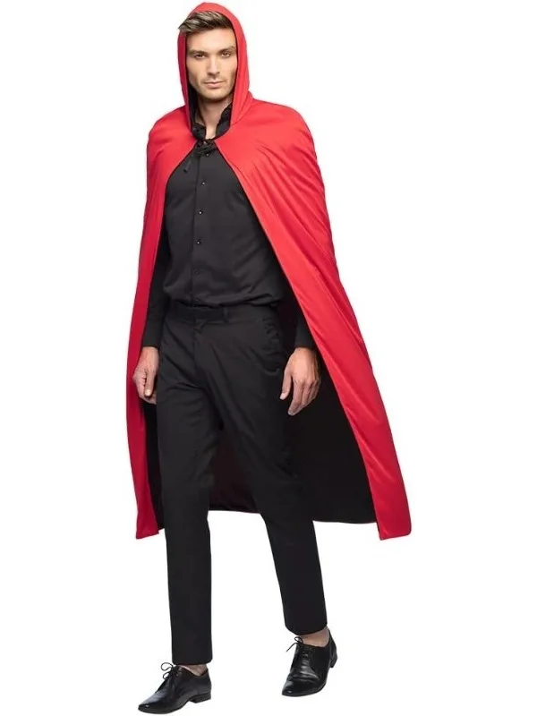 

Halloween Red Hooded Cloak Adult Long Double-Sided Hood Role-Playing Stage Performance Robe Stage Costume Polyester Material