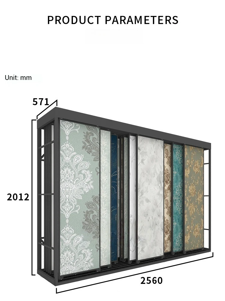 Customized Modern Heavy Stainless Steel 2mm Sliding Display Rack for Ceramic Tiles Floor Push Pull Use in Showroom