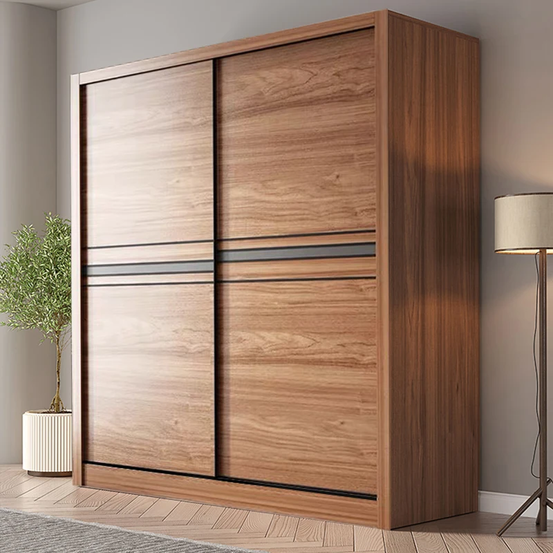 Brown Vintage Luxury Wardrobe Sliding Doors Big Wooden Storage Bedroom Wardrobe Drawer Modern Guarda Roupa De Casal Furniture