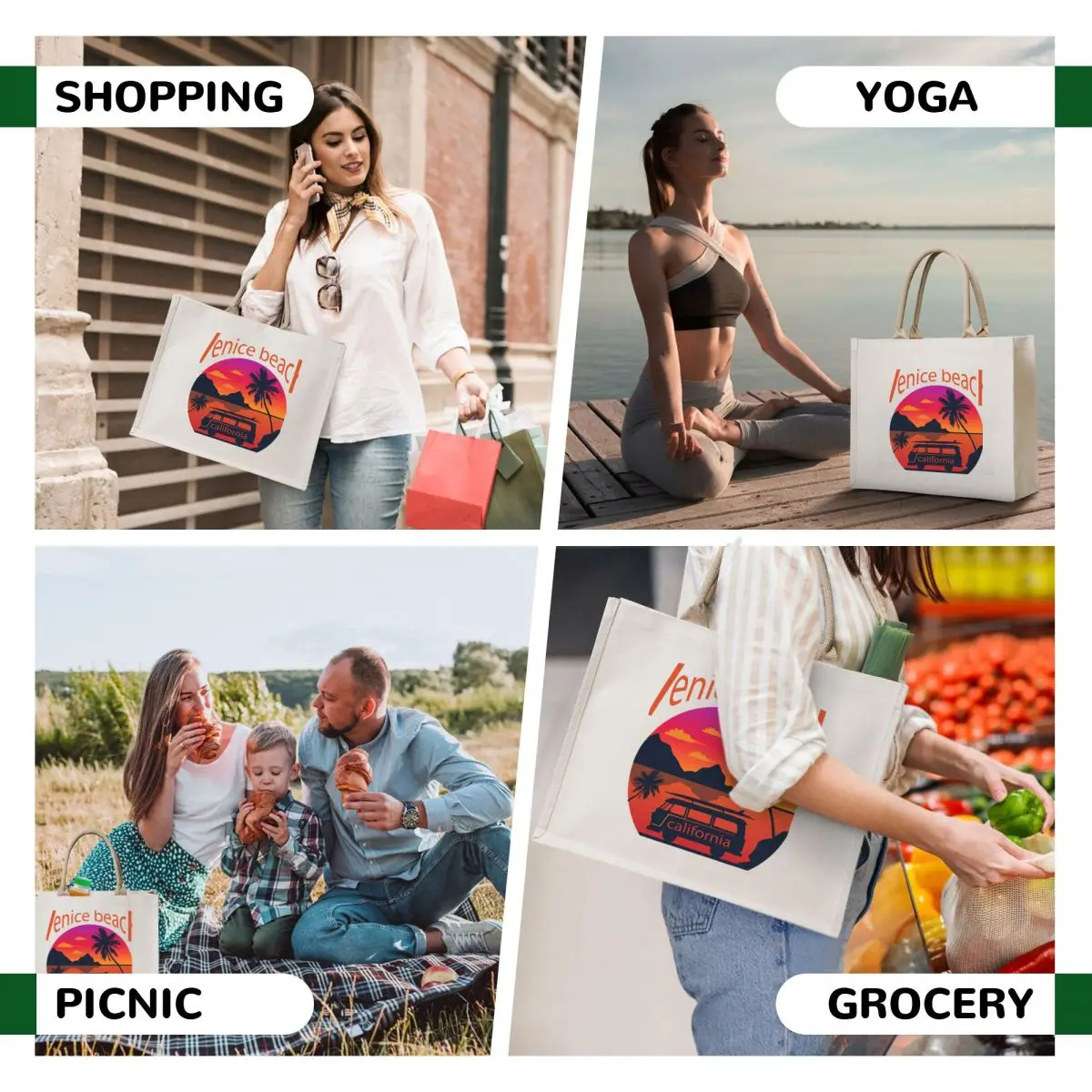 venice beach california Tote Bag tote bag canvas custom fabric bag tote custom woman shopping