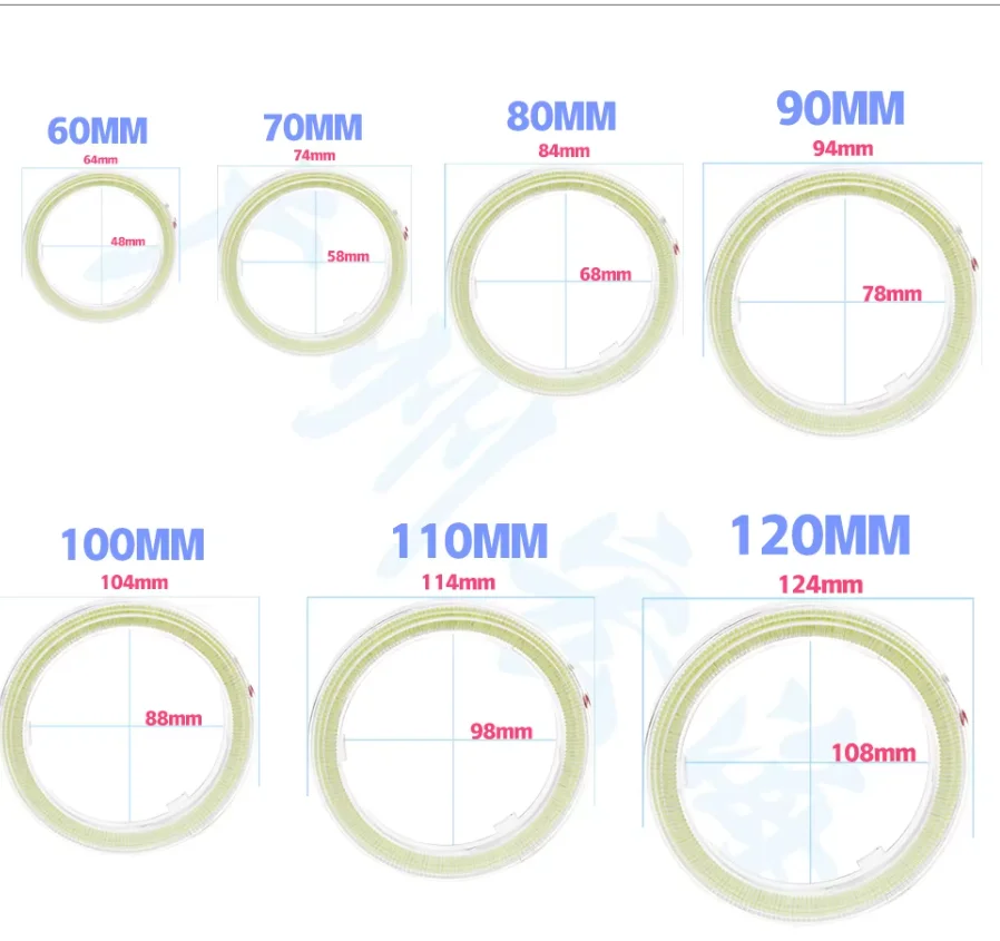 1 Pair COB Angel Eyes LED Car Halo Ring Lights 12V Red Headlight 60MM 70MM 80MM 90MM 100MM 110MM 120MM 130MM 140MM Car Light