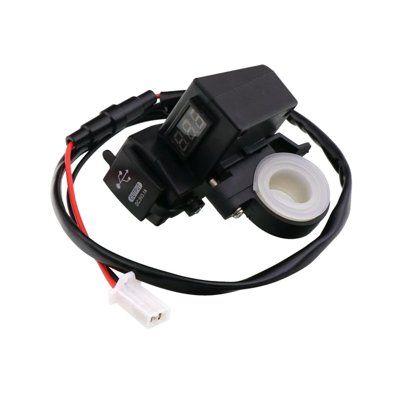 Waterproof Motorcycle 5V 3.1A Dual USB Charger & Blue Voltage Display Voltmeter For 7/8 And 1Inch Handlebar Mounting