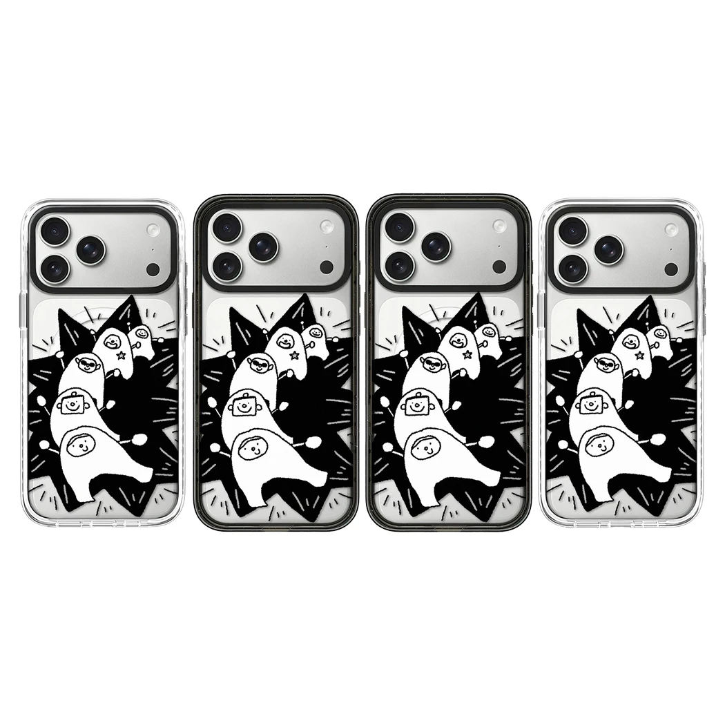 

cartoon queue Acrylic Black Border Magnetic Case: Compatible With IPhone 17 16 15 14 13 12 Pro Max 17 Air