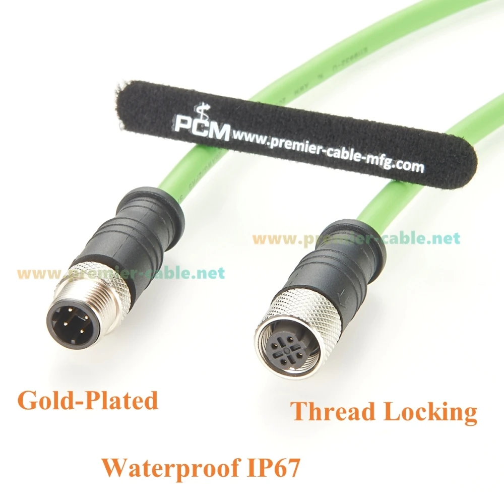 Profinet M12 4-Pin D-Code Stecker auf Buchse Verlängerungskabel Wasserdichtes Abgeschirmtes Cat5 Ethernet Hochflexibles Kabel für Industriekameras – Detail 4