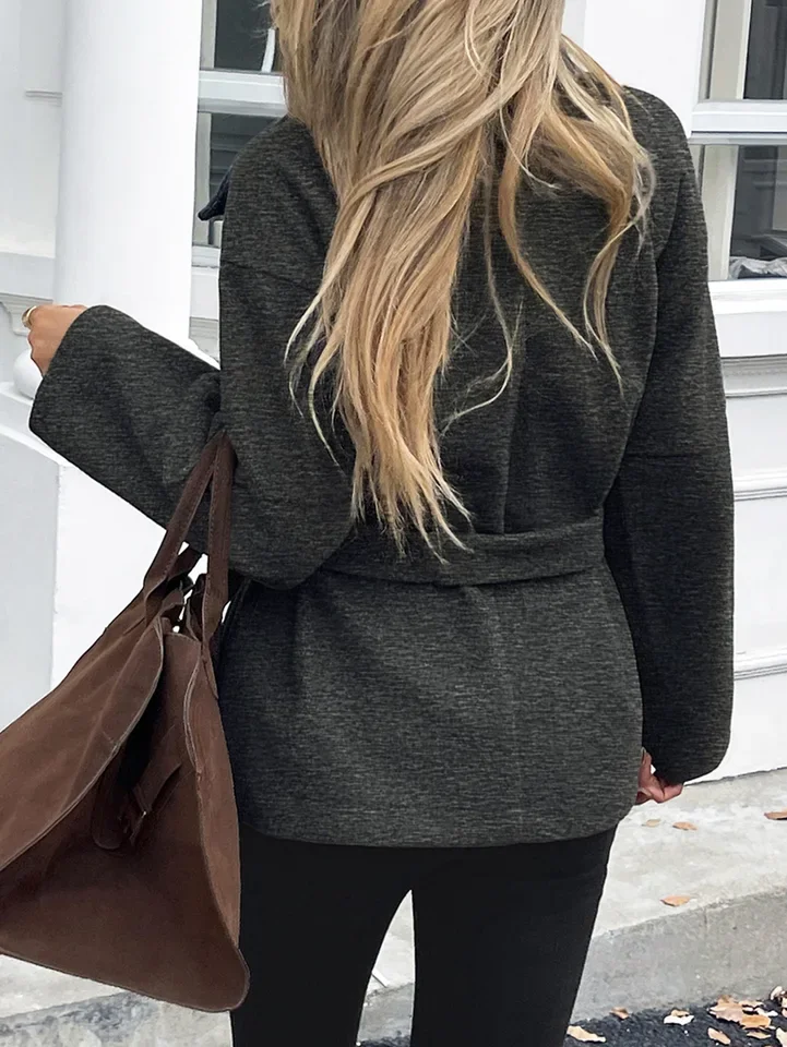 

Elegant Temperament Lace Up Long Sleeve Coat for Women's New Style Fashion Female Casual Crop Trench Women Windbreaker