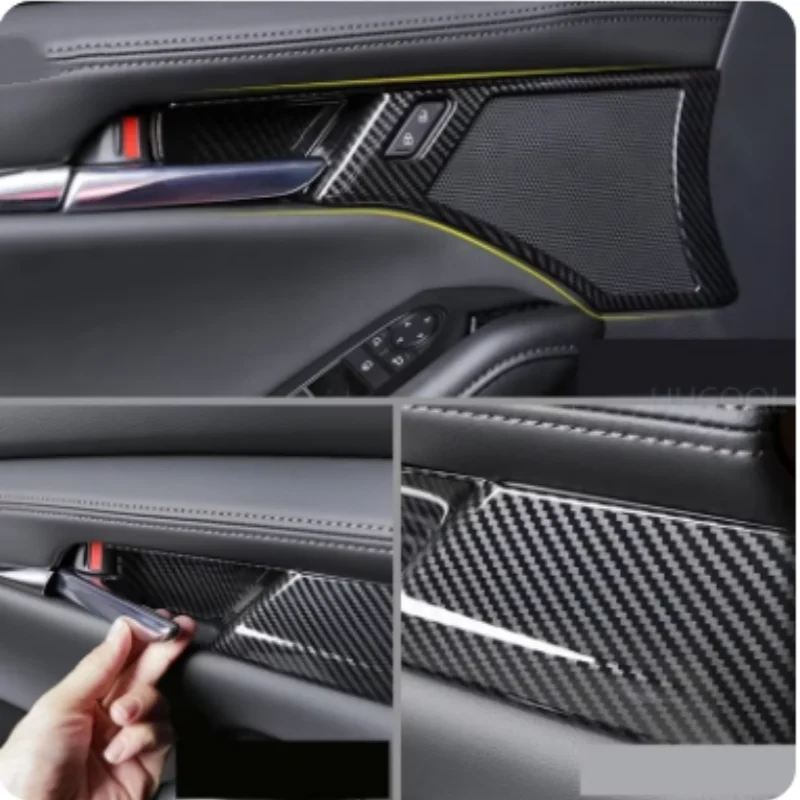 

For Mazda 3 Axela 2019-2023 Accessories Inner Door Bowl Handle Trim Cover Frame ABS Carbon Interior Mouldings Modification